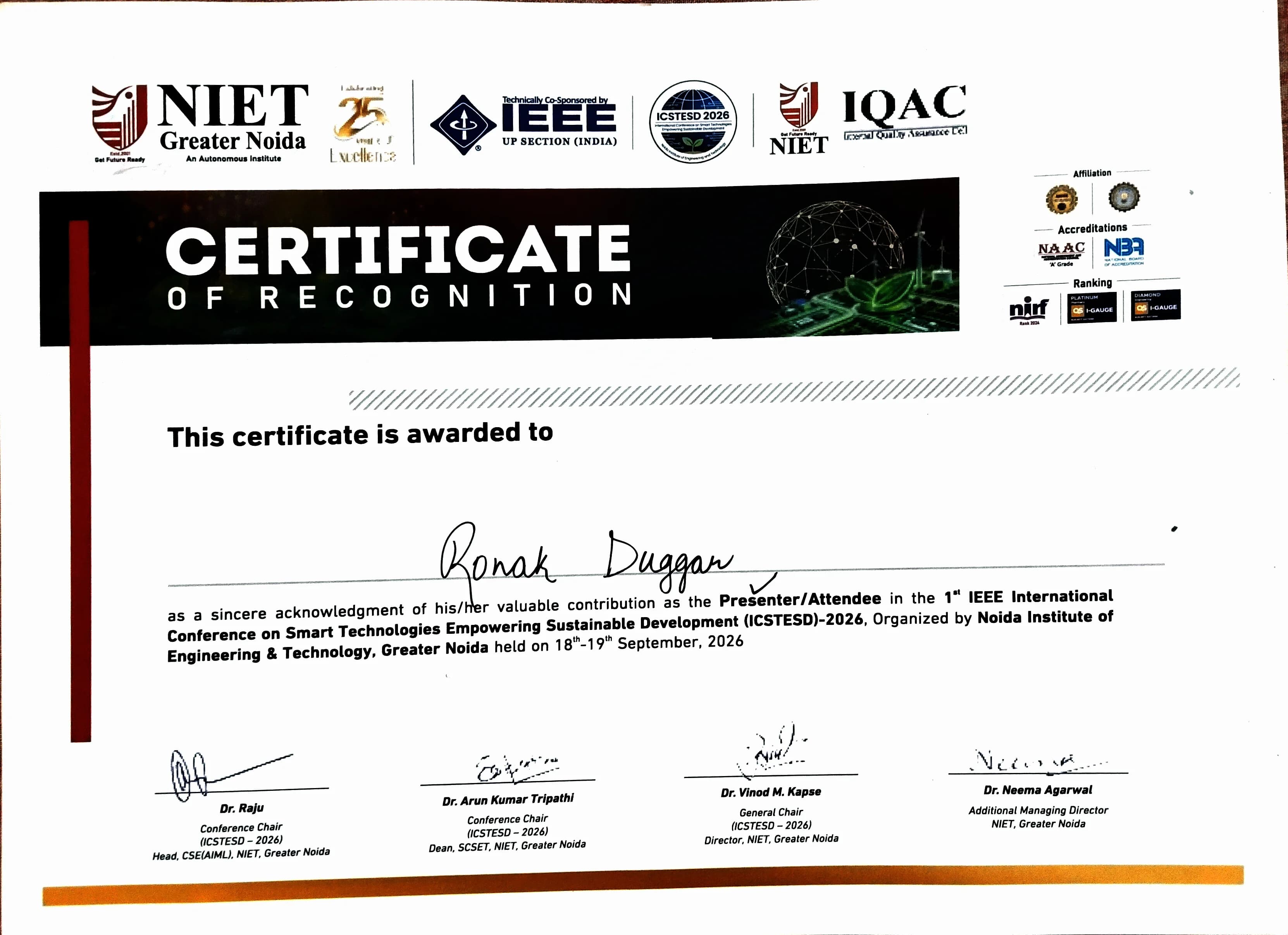 1st IEEE ICSTESD-2026 Paper Presentation