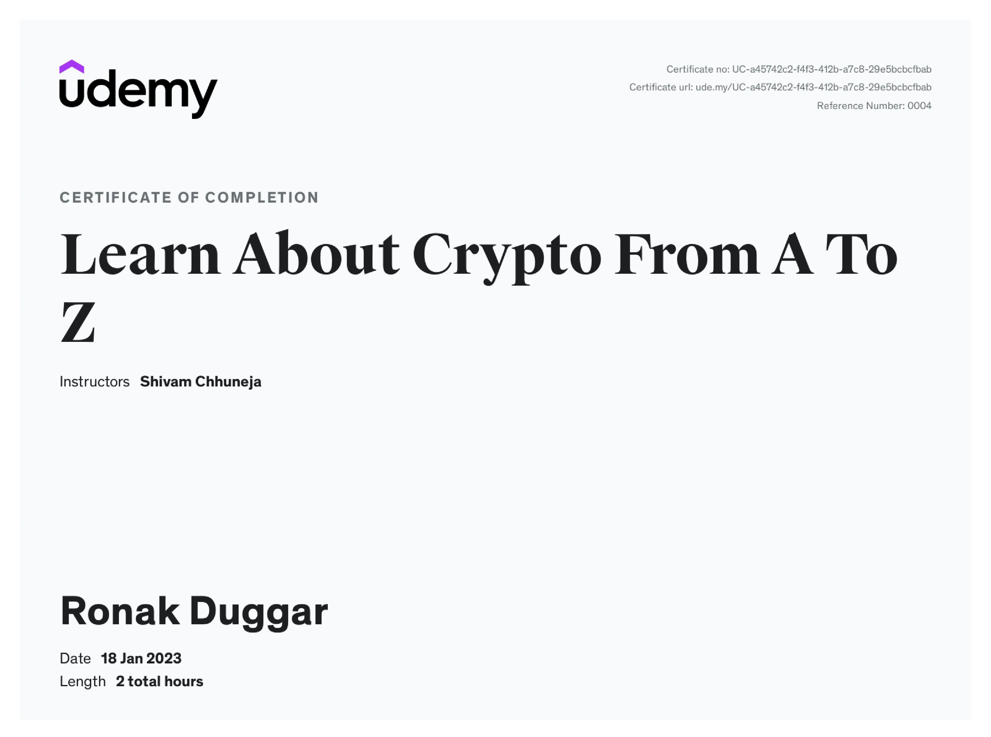 Blockchain Course Certification