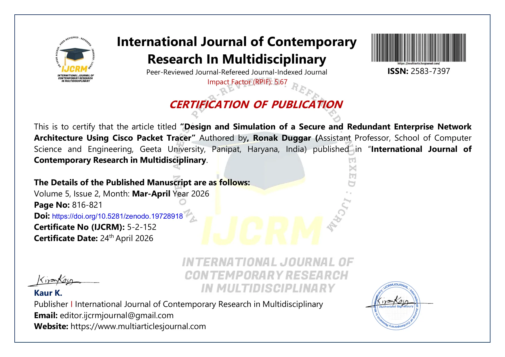 Secure Enterprise Network Design & Simulation Certification