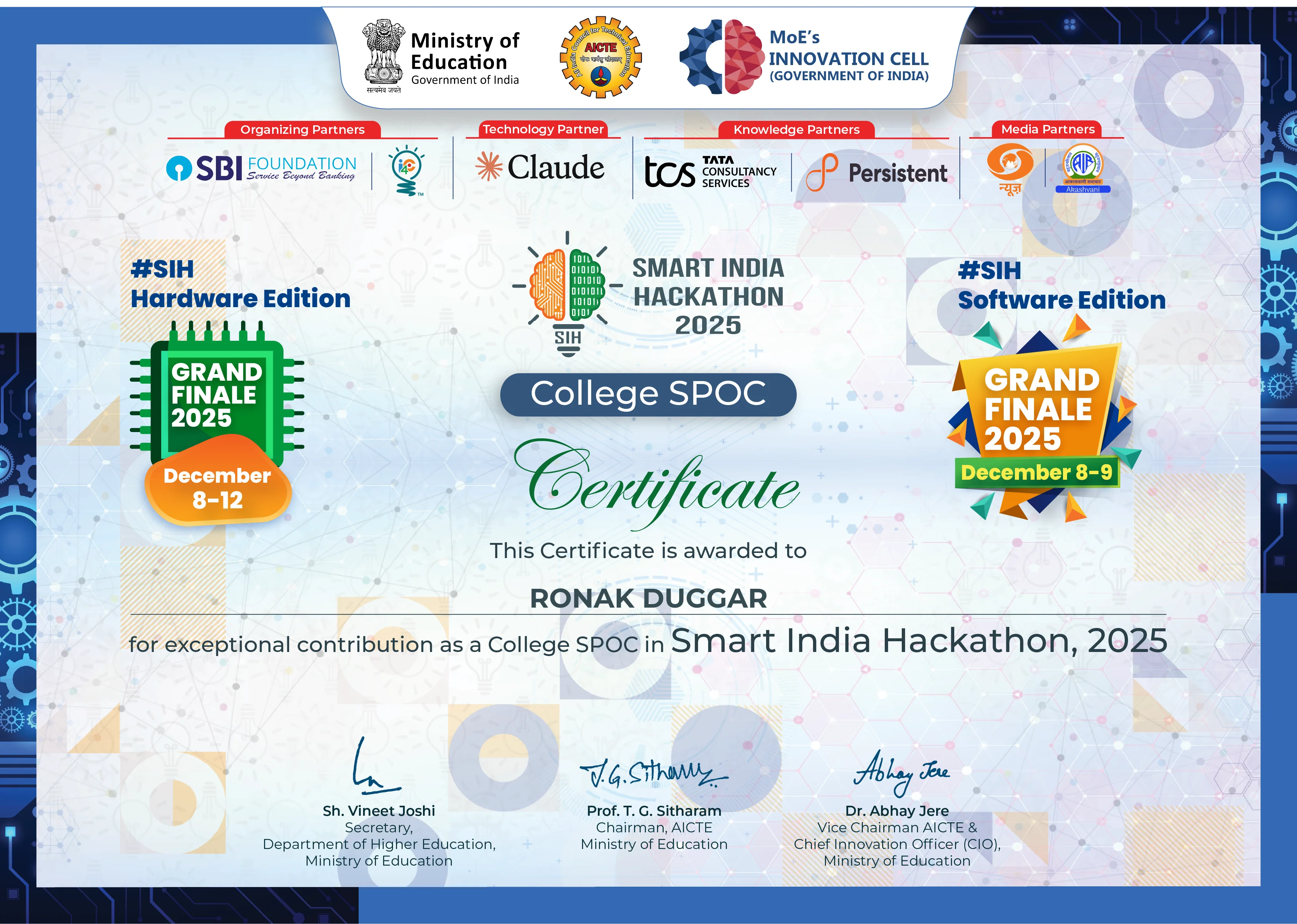 Smart India Hackathon 2025 College SPOC